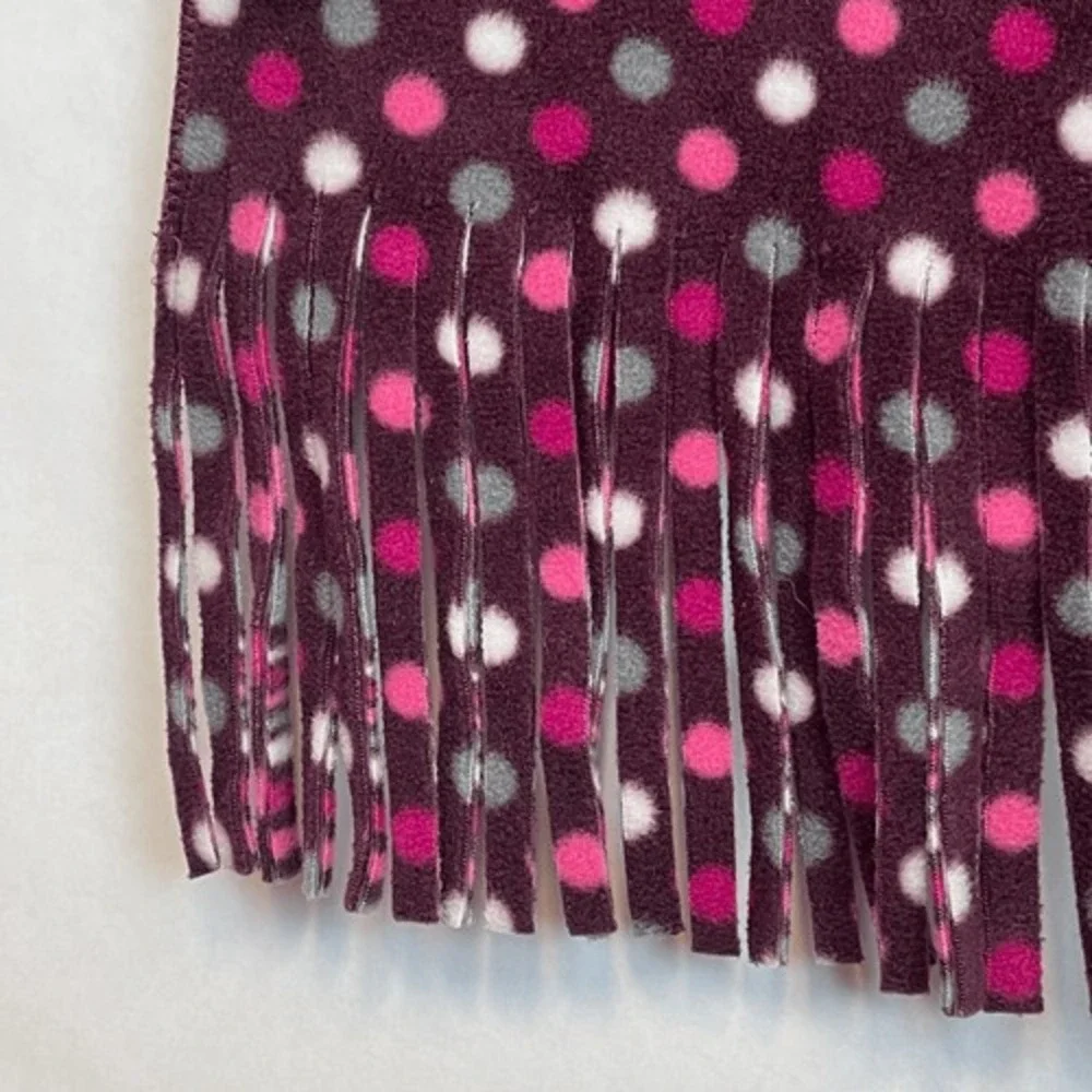 JOE BOXER Fleece Scarf‎ Women's OSFM Multicolor Polka Dot Stripe Fringe Design